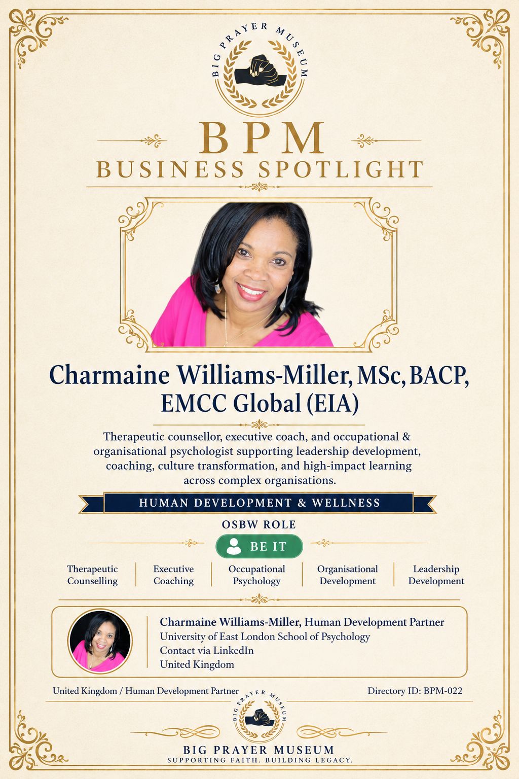 Charmane Williams-Miller business card