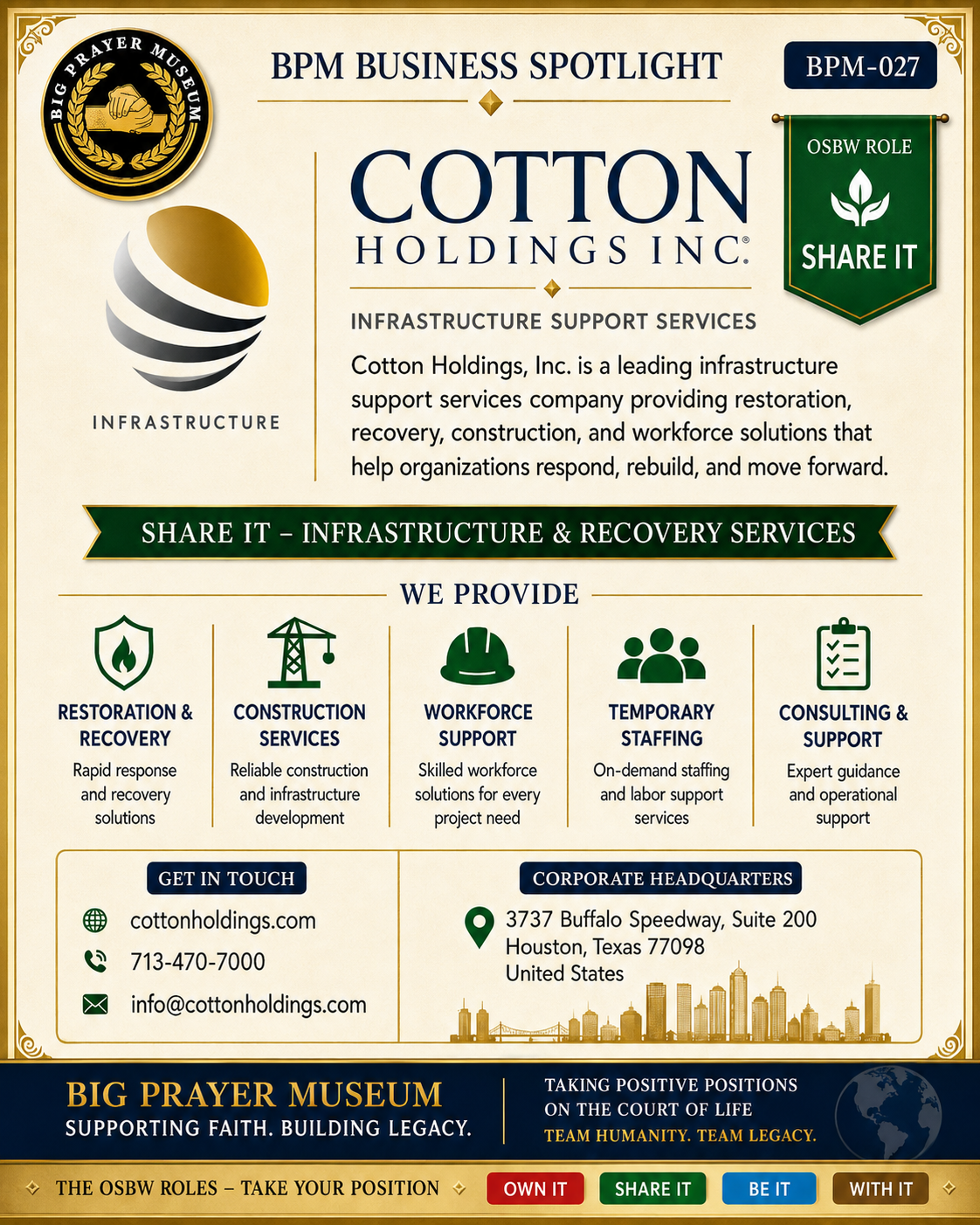 Cotton Holdings Inc. BPM Business Spotlight card