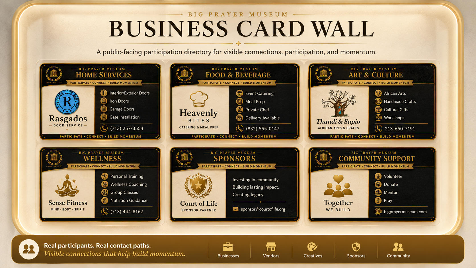 Big Prayer Museum Business Card Wall participation directory preview