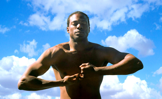 Geobody Be-It position against a blue sky