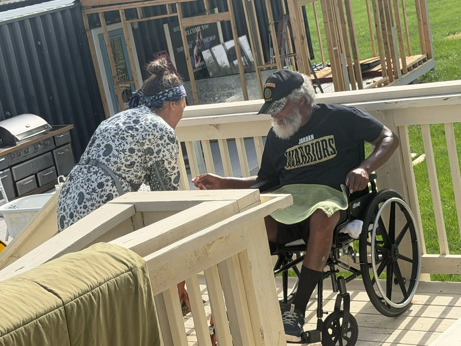 Conversation on the deck