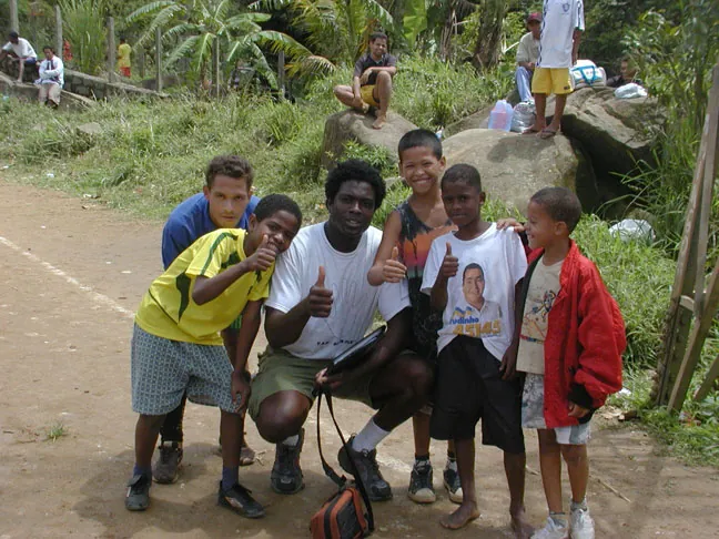 Real photograph from Brazil showing a group gathered together outdoors