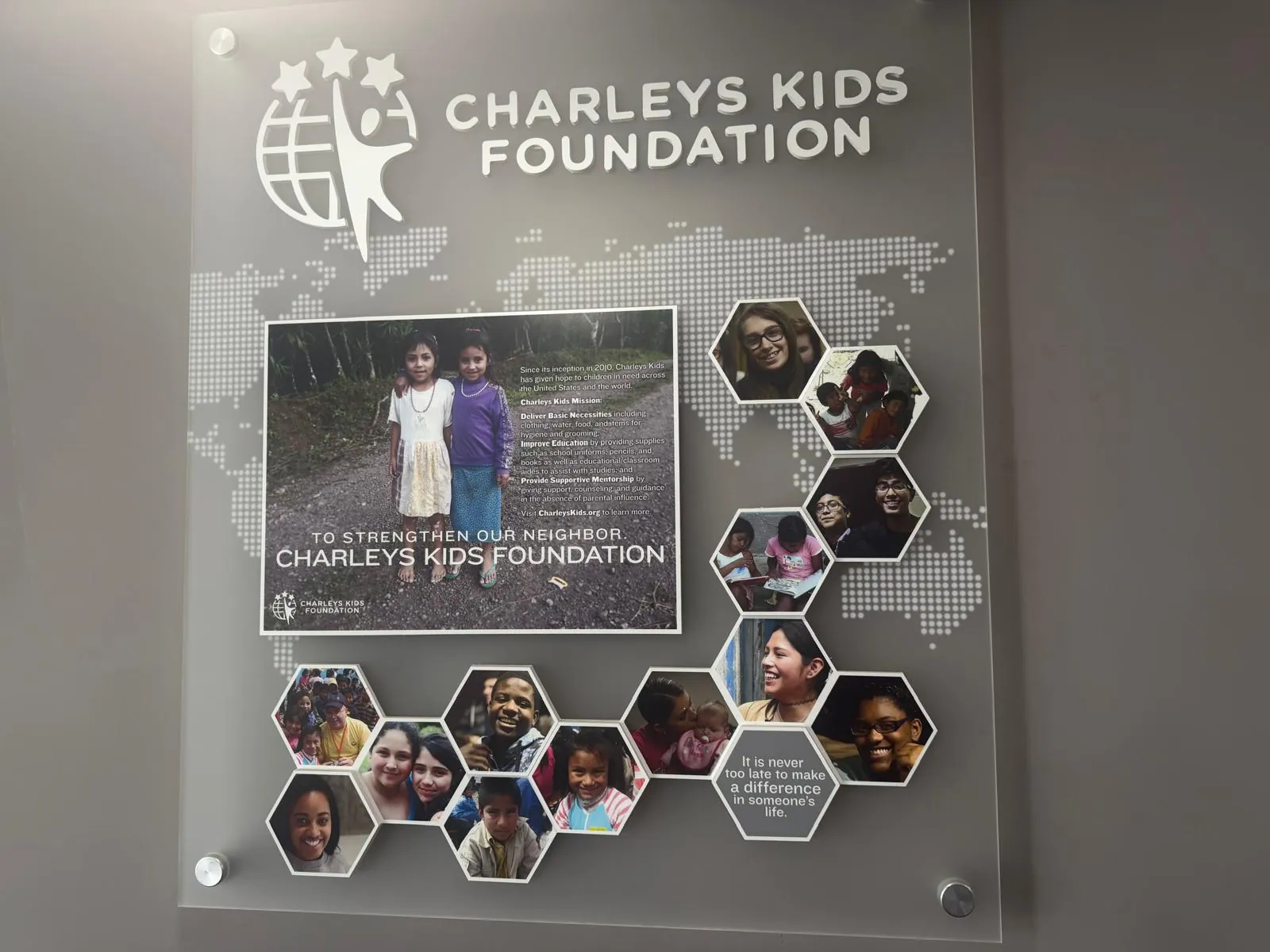 Charleys Kids Foundation information display
