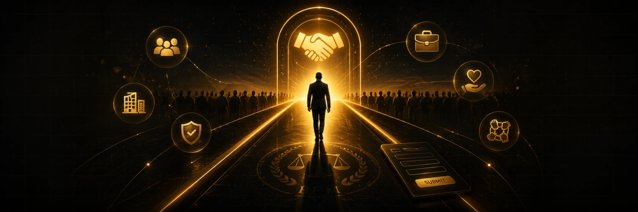 Participate Now visual showing pathway to partnership, community, and submission