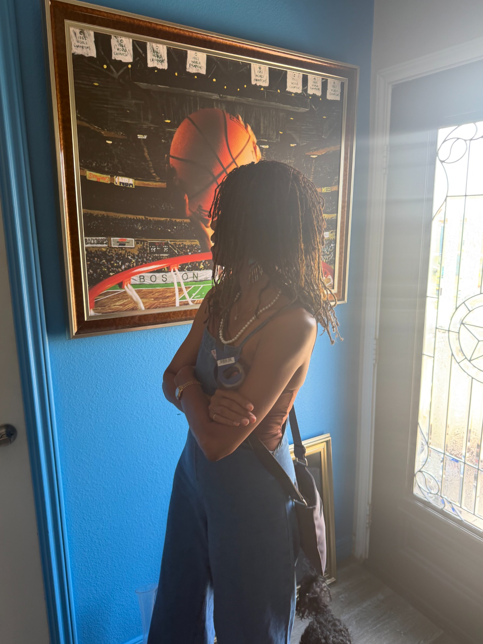 Visitor viewing artwork inside Big Prayer Museum