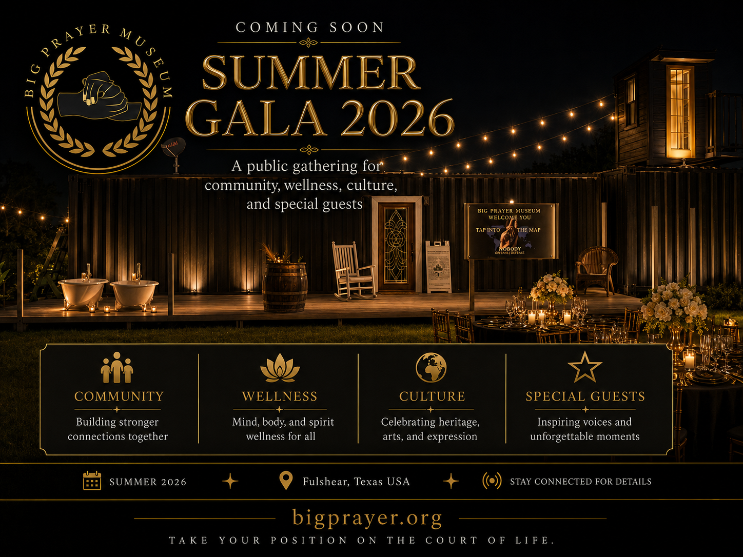 Concept view of a Big Prayer Museum Summer Gala event