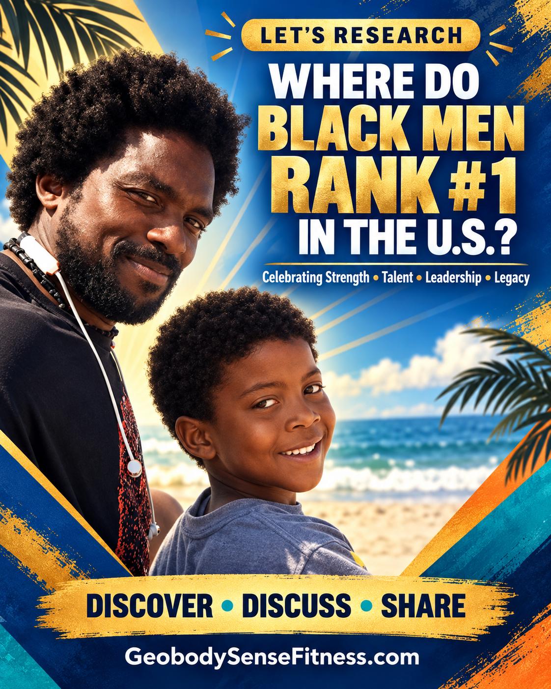 Let's Research graphic asking where Black men rank number one in the United States